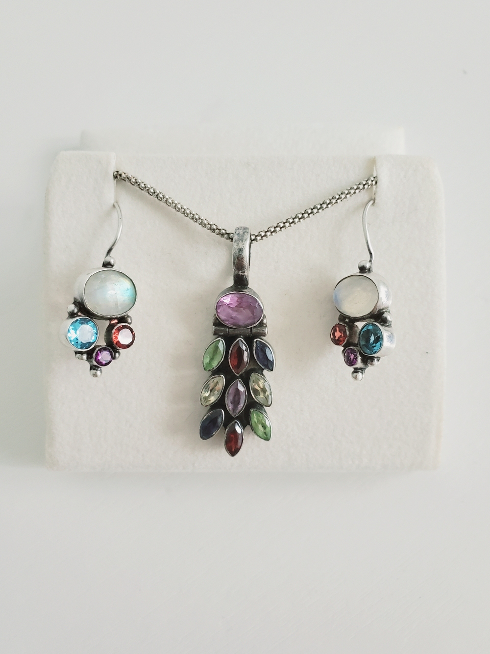 Vintage N.E. From Denmark Sterling Silver Cluster Fringe Earring & Necklace Set